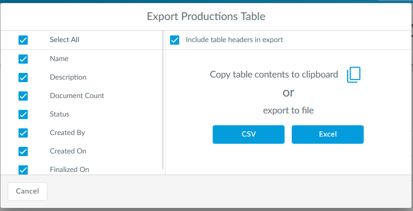 Table Exporter Dialog