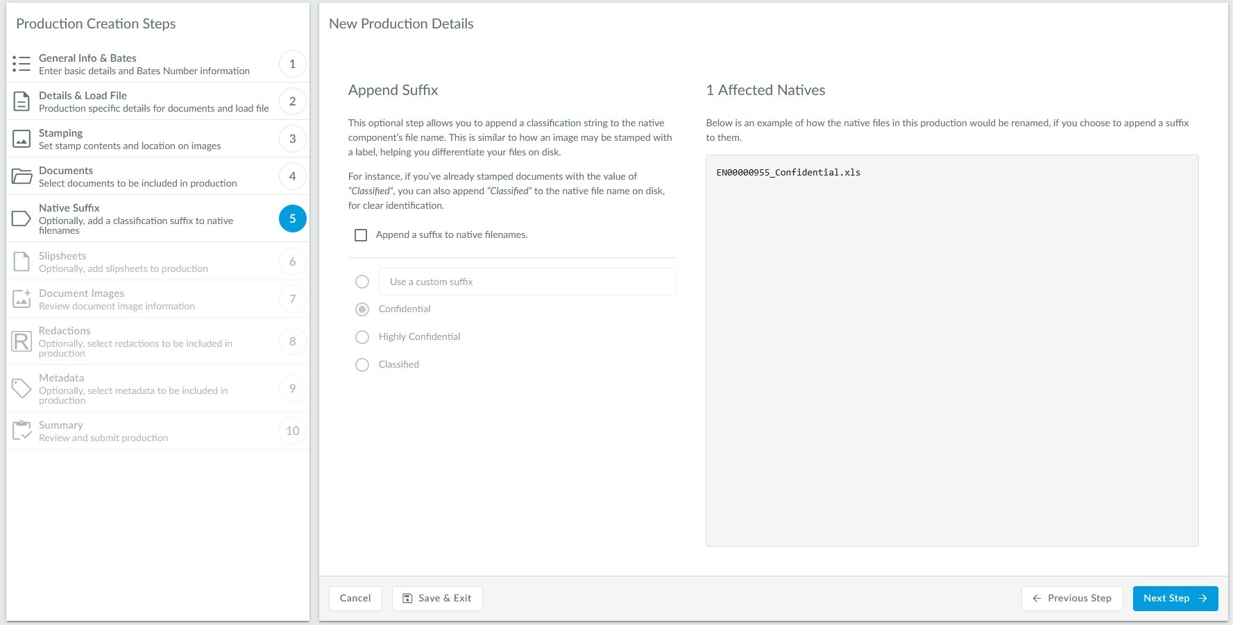 Append suffix to produced native step
