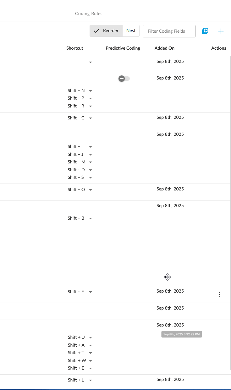 Coding field creation