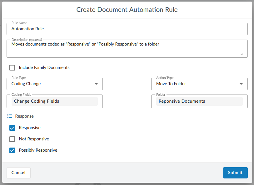 Document automation rule