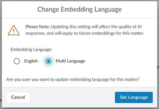 Embedding language dialog
