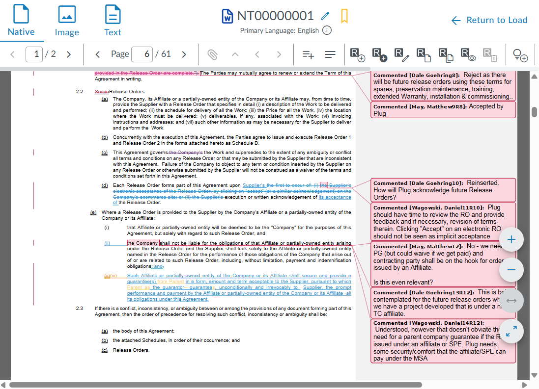 Track changes in a Word document