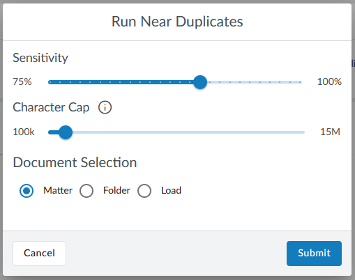 Near Duplicate Detection Configuration